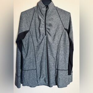 Champion Women's Semi-Fitted Athletic Gray Quarter Zip Long Sleeve Stretch XL‎